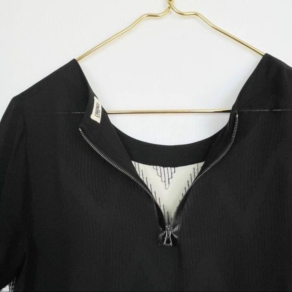 L'AGENCE 100% Silk Sequin Chevron Zig Zag short sleeve Blouse size 4 - Picture 5 of 10
